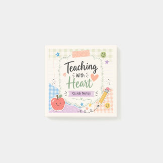 Personalised Pastel Gingham Teaching With Heart  Post-it Notes