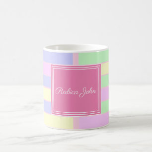 Personalised Pastel Grid Name Custom Elegant Gift Coffee Mug