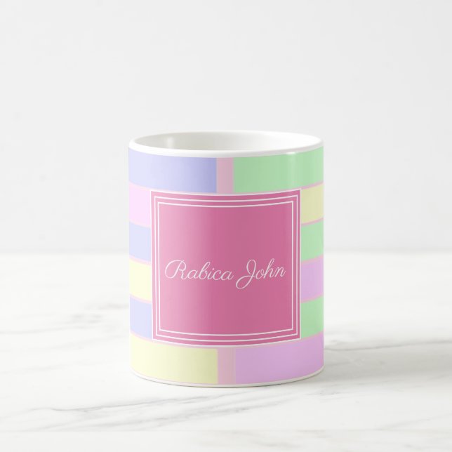 Personalised Pastel Grid Name |Custom Elegant Gift Coffee Mug (Center)