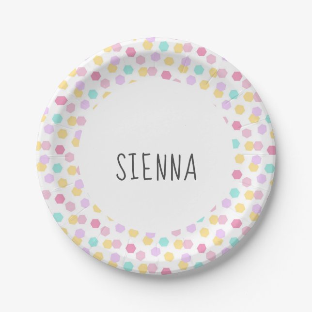Personalised Pastel Hexagon  Paper Plate (Front)