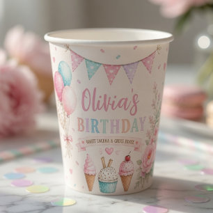 Personalised Pastel Ice Cream Birthday Paper Cups
