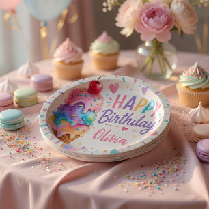 Personalised Pastel Ice Cream Birthday Paper Plate