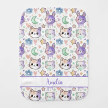 Personalised Pastel Kawaii Animal Burp Cloth