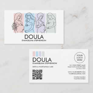 Personalised Pastel Line Art DOULA Business Card