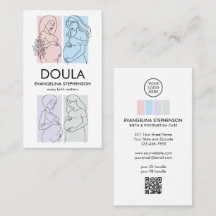 Personalised Pastel Line Art DOULA Business Card