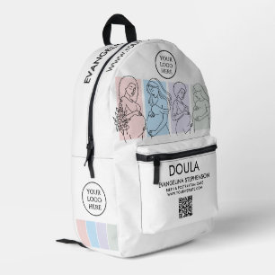 Personalised Pastel Line Art DOULA Business Printed Backpack