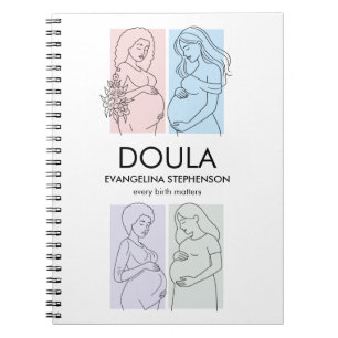 Personalised Pastel Line Art DOULA Notebook