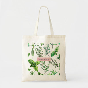 Personalised Pastel Lush Garden Herbs Tote Bag