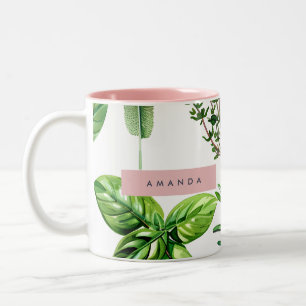 Personalised Pastel Lush Garden Herbs Two-Tone Coffee Mug
