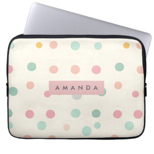 Personalised Pastel Macaron Polka Dot  Laptop Sleeve