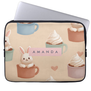 Personalised Pastel Macarons & Almond Pattern Laptop Sleeve