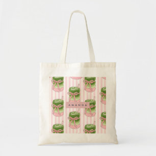 Personalised Pastel Matcha Cups Pattern Tote Bag