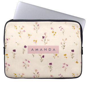 Personalised Pastel Meadow Blooms Laptop Sleeve