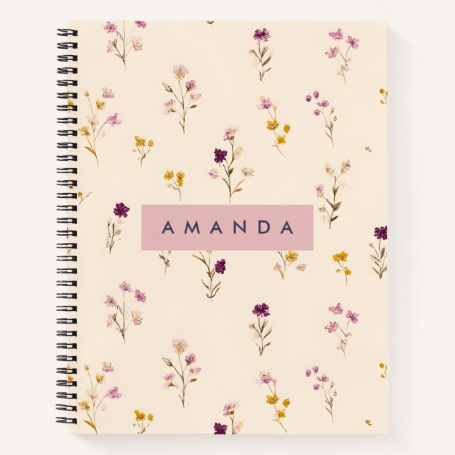 Personalised Pastel Meadow Blooms Notebook (Front)