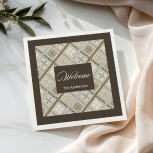 Personalised Pastel Napkins Chic Neutral Geometry
