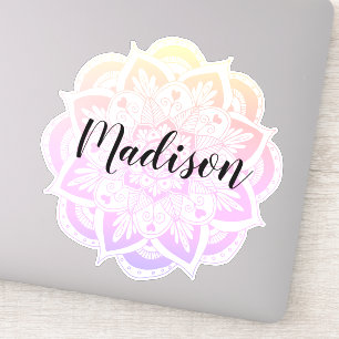 Personalised Pastel Ombre Flower Mandala Sticker
