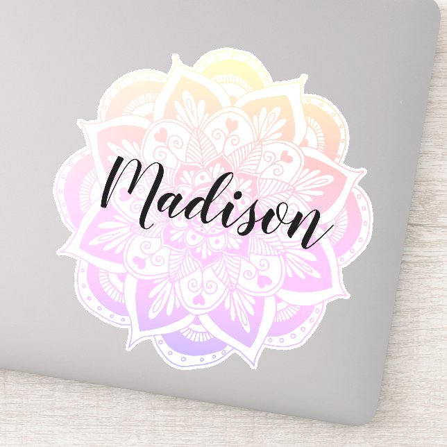 Personalised Pastel Ombre Flower Mandala Sticker (Detail)