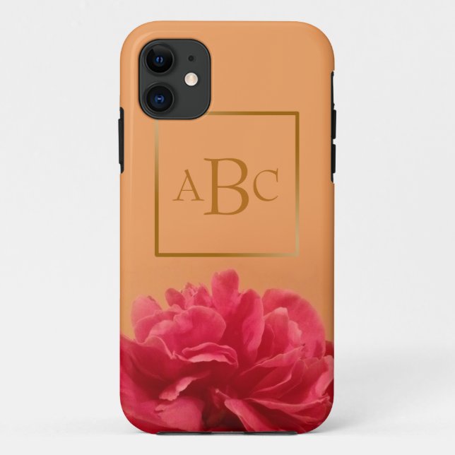 Personalised Pastel Orange Hot Pink Floral Case-Mate iPhone Case (Back)