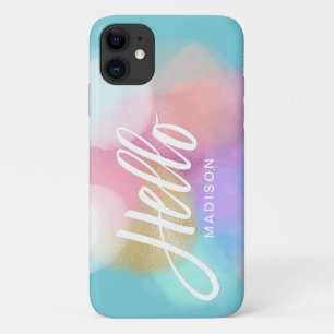 Personalised Pastel Paint Splotches Hello Case-Mate iPhone Case
