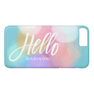 Personalised Pastel Paint Splotches Hello Case-Mate iPhone Case