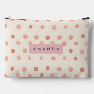 Personalised Pastel Peach & Blush Polka Dot Accessory Pouch
