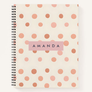 Personalised Pastel Peach & Blush Polka Dot  Notebook