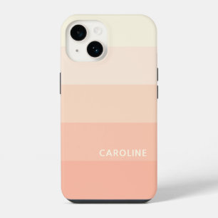 Personalised Pastel Peach Coral Orange Stripe iPhone 14 Case