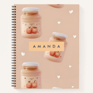 Personalised Pastel Peach Jam Pattern Notebook