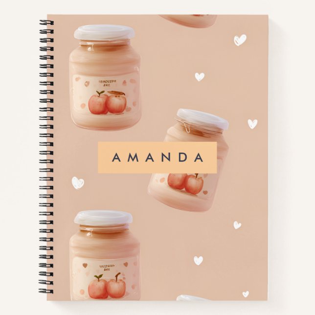 Personalised Pastel Peach Jam Pattern Notebook (Front)