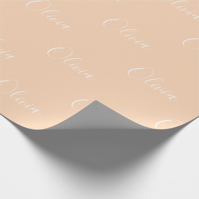 Personalised Pastel Peach Name Script Wrapping Paper (Corner)