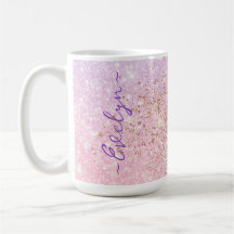 Personalised pastel pink blue glitter
