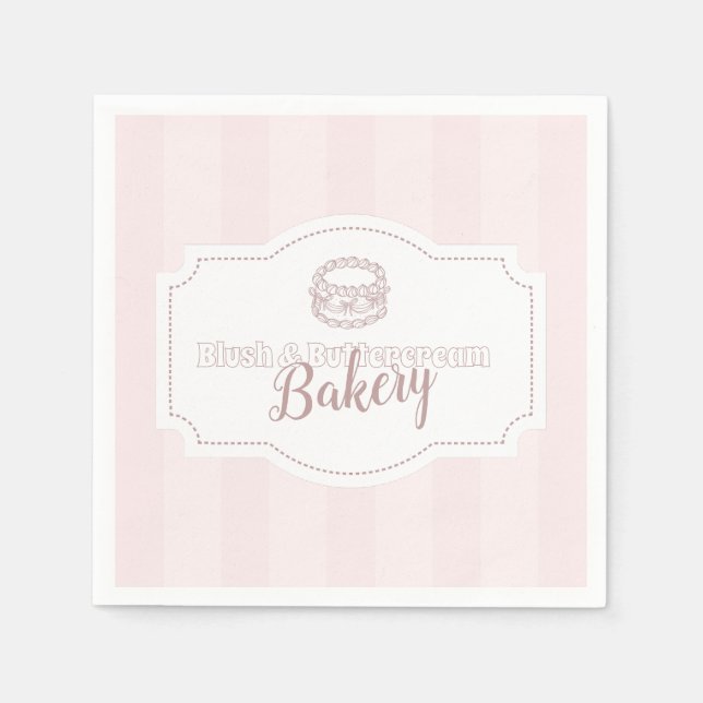 Personalised Pastel Pink Cake Bakery Napkin (Front)