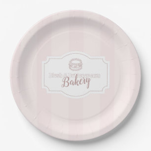Personalised Pastel Pink Cake Bakery Paper Plate