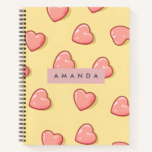 Personalised Pastel Pink Candy Heart  Notebook