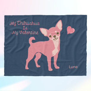 Personalised Pastel Pink Chihuahua Valentine Fleece Blanket