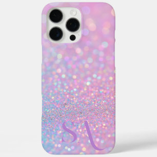 Personalised Pastel Pink Glitter - Initials  iPhone 16 Pro Max Case