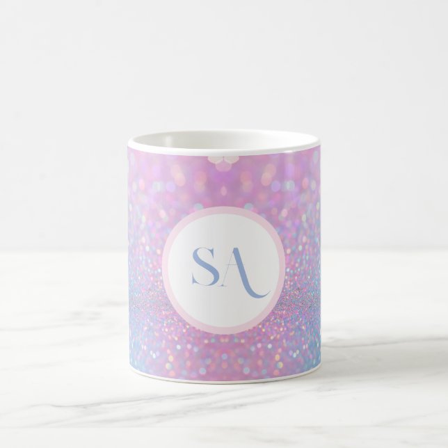 Personalised Pastel Pink Glitter Mug with Monogram (Center)