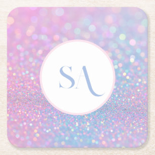 Personalised Pastel Pink Glitter Paper Coasters
