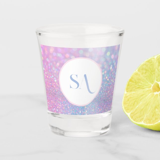 Personalised Pastel Pink Glitter Shot Glass (Front)