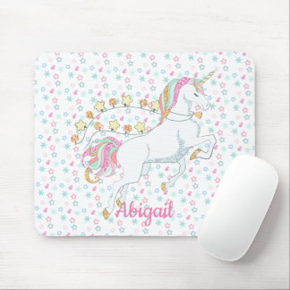 Personalised Pastel Pink Magical Unicorn Stars Mouse Pad