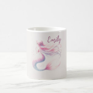 Personalised Pastel Pink Mermaid Mug – Custom Name
