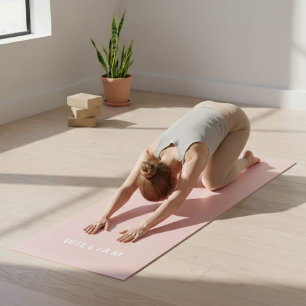 Personalised Pastel Pink Monogram Name Yoga Mat