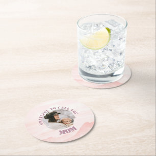 Personalised Pastel Pink Paper Coaster for Mum