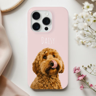 Personalised Pastel Pink Phone Case with Dog Photo
