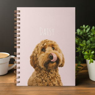 Personalised Pastel Pink Phone Case with Dog Photo Notebook