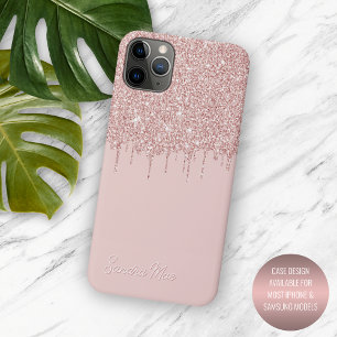Personalised Pastel Pink Rose Gold Glitter Art Case-Mate iPhone Case