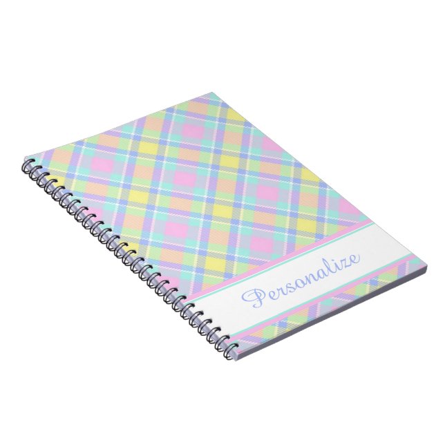 Personalised Pastel plaid Notebook (Right Side)