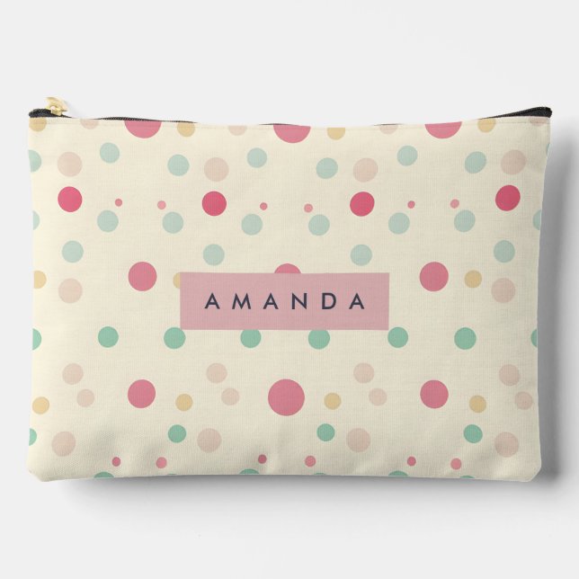 Personalised Pastel Polka Dot Style  Accessory Pouch (Front)