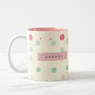 Personalised Pastel Polka Dot Style Two-Tone Coffee Mug