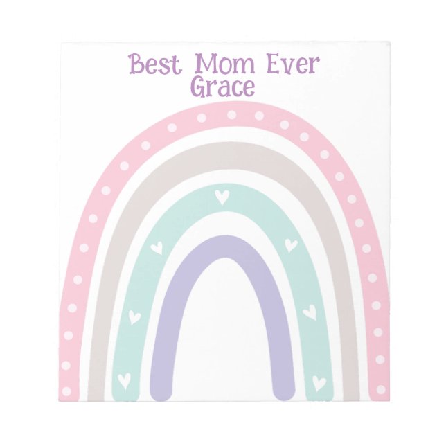 Personalised Pastel Rainbow Boho back to school Notepad (Front)